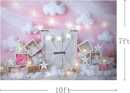 Miniatura 3 de MEHOFOND Fondo de estudio fotográfico de nube rosa y blanca, accesorios de fondo de cumpleaños para niña, baby shower, decoración de fiesta,
