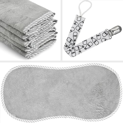 San Francisco Baby Burp Cloths for Boys & Girls, 5-Pack with Pacifier Clip - Bibs & Burping Cloths, Spit-Up Rags, Neutral Burp Rags - Gray2