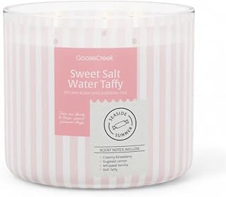 Sweet Salted Water Taffy Scented Candle, Creamy Strawberry, Sugared Lemon and Whipped Vanilla