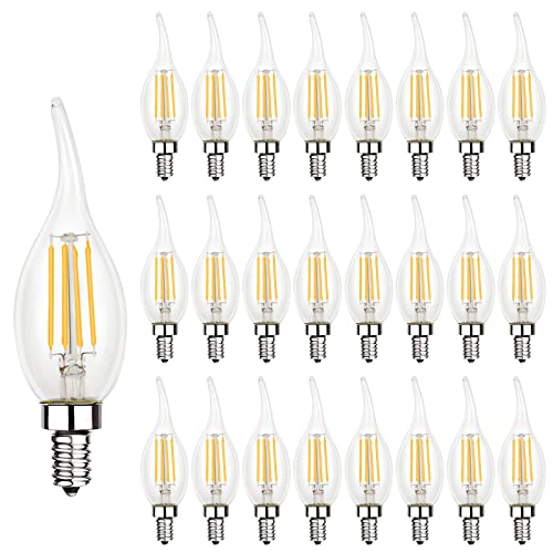Energetic 24 Pack Dimmable Candelabra Led Light Bulb, Ca10 Shape,Flame Tip Style, 60 Watt Equivalent, 2700K Soft White, E12 Base, Led Candelabra Bulb,Cri 90+, Ul Listed, For Decoration #TOP17