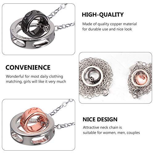 FAVOMOTO 2 Peças de Anel Duplo Colares Colar de Casal Joias Mulheres Homens Corrente de Pescoço de D