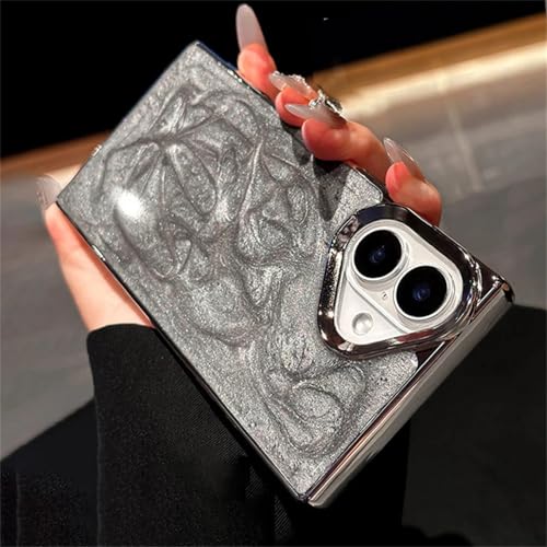 Coque iPhone 15 luxe en époxy gris et plaquée or avec pare-chocs souple élégant