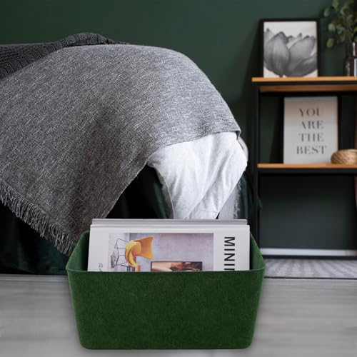 Image of Welaxy Felt Deep Drawer Organizer Medium Forest Green Closet Storage Bin