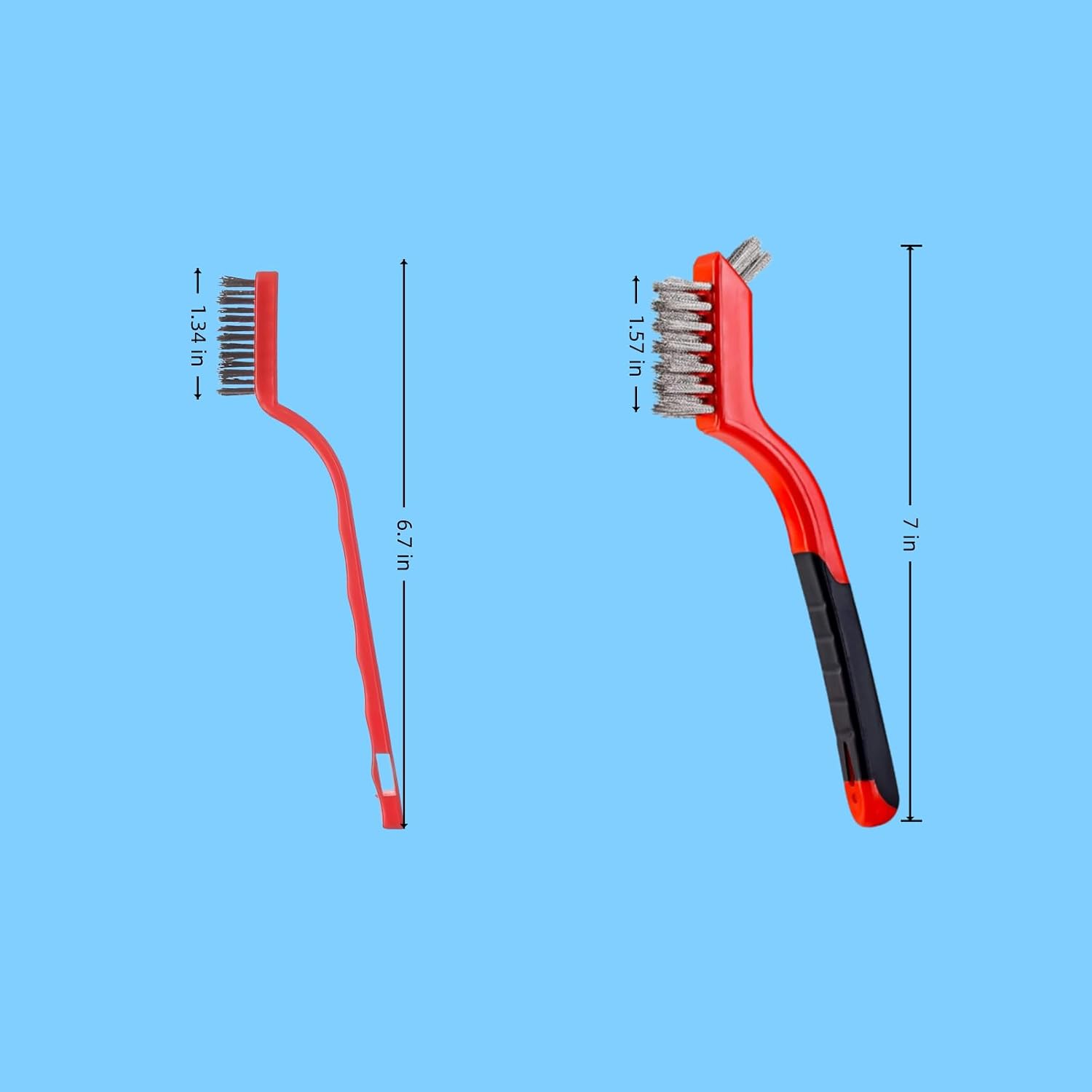 5 Pieces Cleaning Brush Set,Toilet Floor Brush Bathroom Tiles No Dead Corners Hard Bristles Floor Crevice Brush Kitchen Cleaning Metal Brass/Stainless Steel/Nylon Brushes (Red Black+3 Mixed Color)