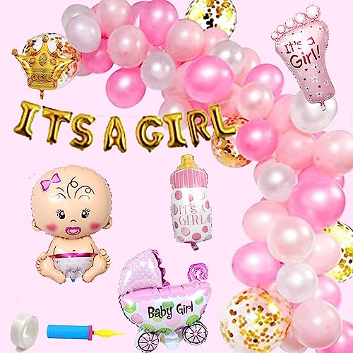 Image of BABY Shower Decoration Ballon Combo Set of 73 Pcs with Metalic baloon ,Baby Shower Foil Banner , Mom to Be , Baby ShowerDecorations Items Prop for Mom To Be | Pregnancy, Maternity Photoshoot