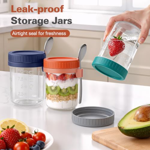 Airtight Oatmeal Container 6 Pack 16 oz Overnight Oats Containers with Lids — view 3