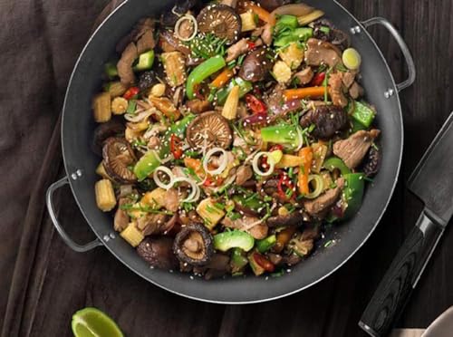 Wok grande en acero al carbono martillado a mano 40 cm miniatura 4