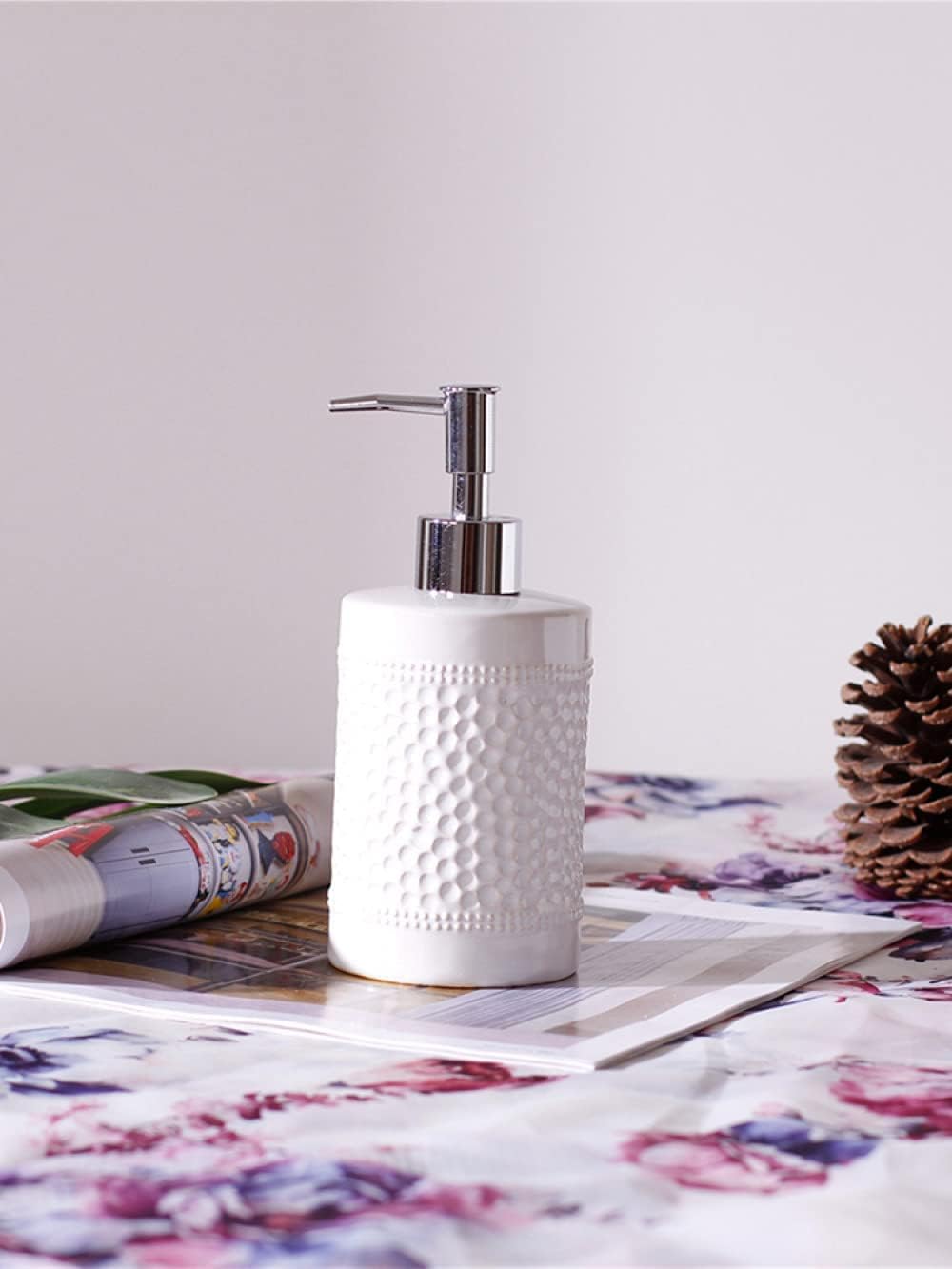 Hand Soap Dispenser Refillable for Hotel Bathroom Dishwashing Soap Dispenser, Modern Simple Bump Pattern Ceramics Lotion Bottle Bathroom Refillable Hand Soap Dispenser Wi,