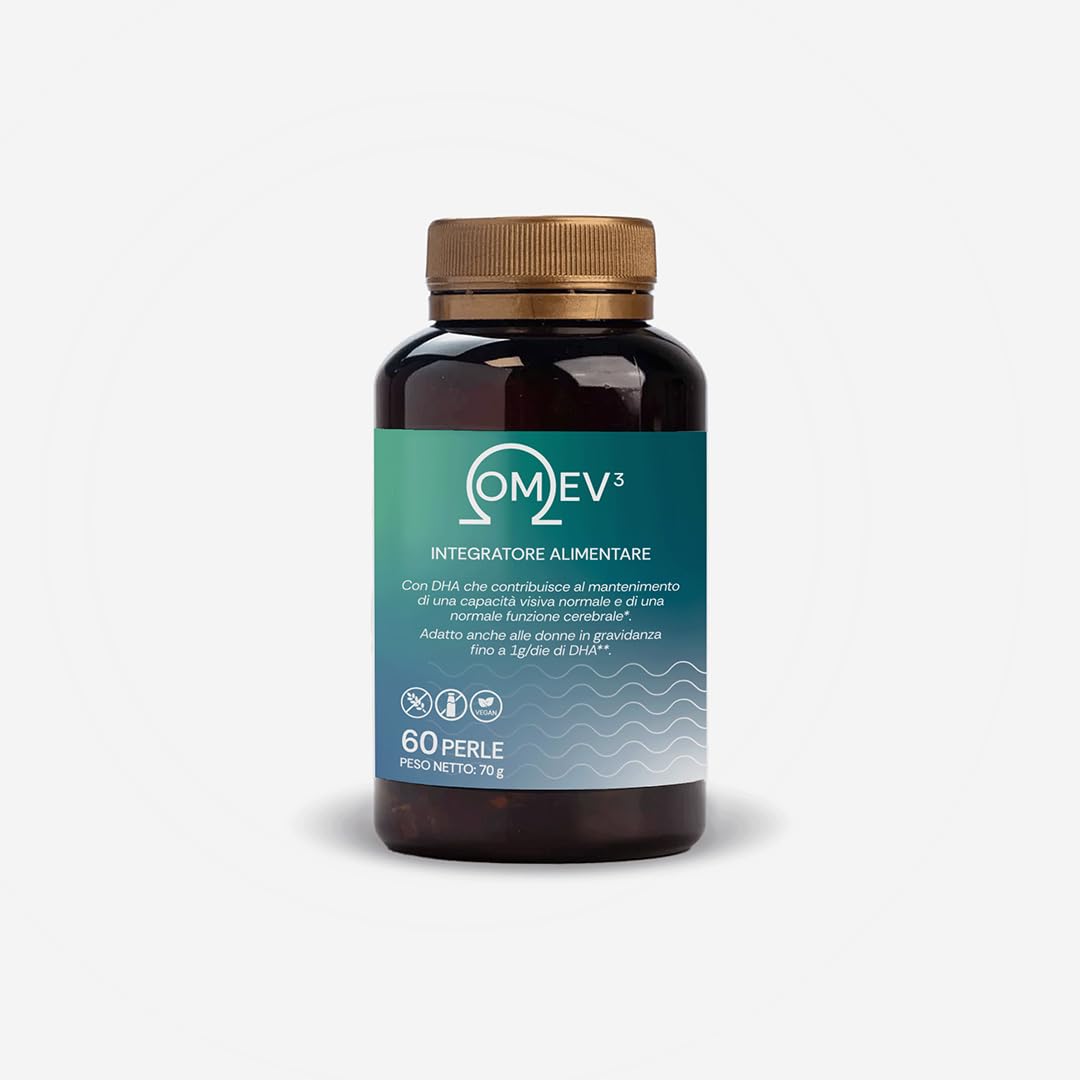 OMEV - Integratore Alimentare Vegano Omega-3-60 Perle - Salute Cardiovascolare, Riduzione Infiammazione