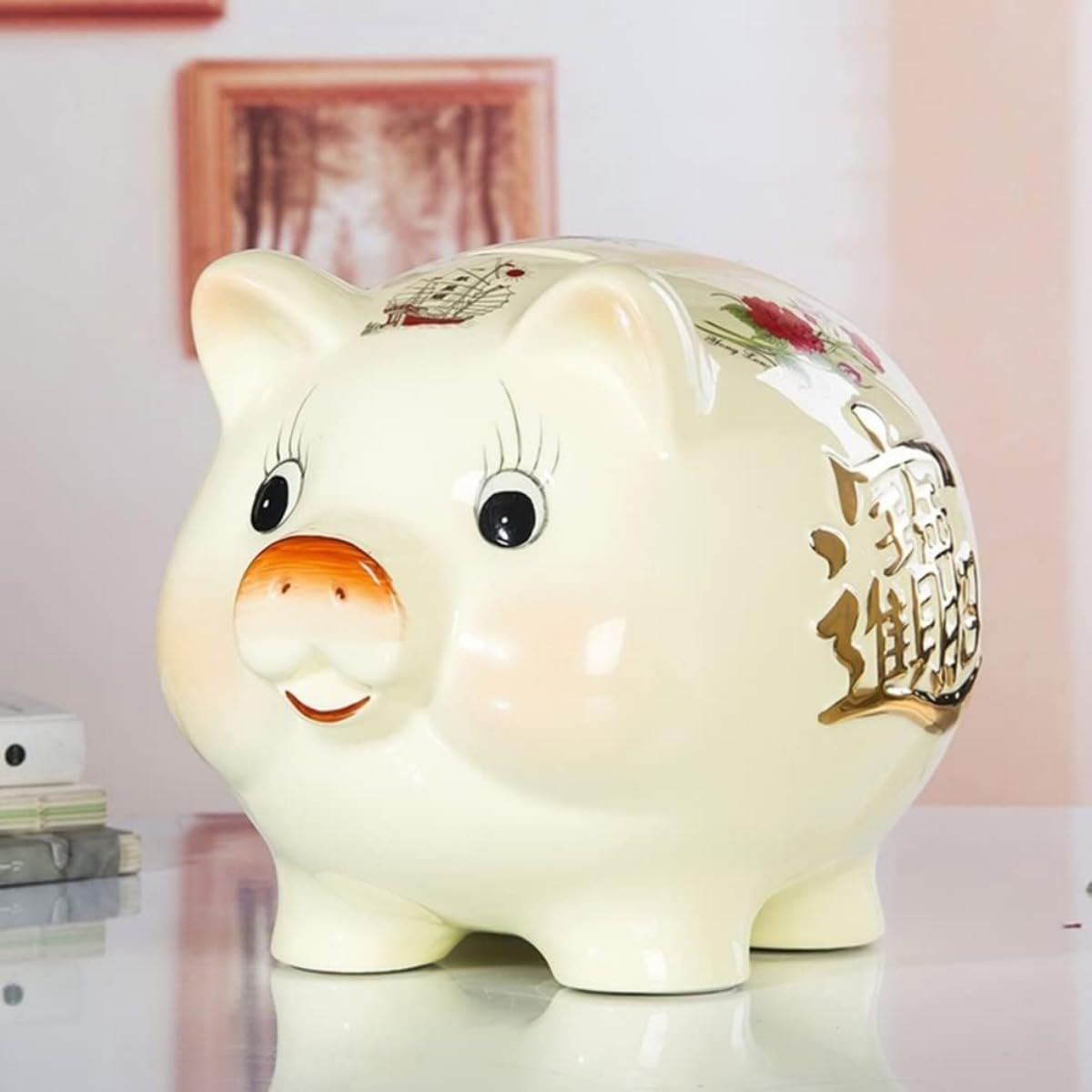 Amazon.co.jp: Geyaziu貯金箱 豚の貯金箱 陶器の貯金箱 動物の貯金箱