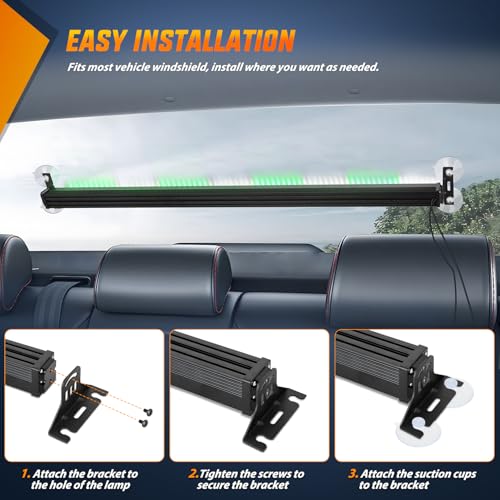 Image of Nilight 144LED Traffic Advisor Strobe Light Bar with Controller Green White | Emergency Warning Lights Hazard Interior Front /Rear Windshield Flashing for Cars Plow Trucks Construction Vehicles