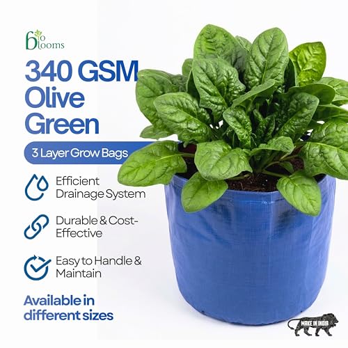 Image of Bio Blooms Round HDPE Plant Grow Bag for Terrace & Kitchen Gardening | Pack of 1 | 9x12 | 350 GSM Heavy Duty Outdoor Grow Bag | Durable Planter for Vegetables, Flowers & Plants | Blue