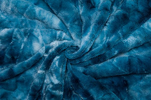 Chanasya Wolf Faux Fur Throw Blanket - Soft, Fuzzy Sherpa & Minky Throw Blanket - For Bed Or Couch - 50" X 65” - Blue #TOP3