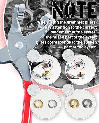Image of 150Pcs 1 /2 Inch Grommet Tool Kit, Grommet Kit, Eyelet Kit with Leather Hole Punch Pliers, 150 Metal Eyelets and Grommets in Gold and Silver for Leather, Shoes, Fabric, Belt