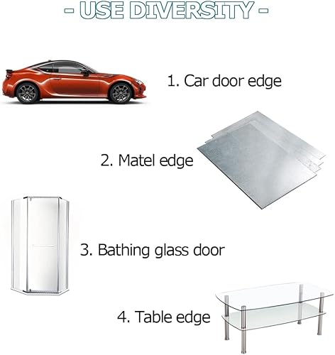 Miniatura 5 de Borde de goma transparente, tira de sello de goma de canal en U con cinta autoadhesiva, protector de borde de metal apto para 0.15 pulgadas, 20 pies