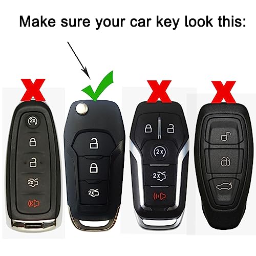Image of KEYCEPT Gold Line TPU Key Cover Compatible for Ford Figo | Aspire | Endeavour | 3 Button Flip Key with Keychain. (Type 1, Black)