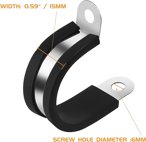 Miniatura 3 de 10 abrazaderas de cable de acero inoxidable 304 de 2 pulgadas, abrazadera aislada acolchada de goma, abrazaderas de correa de tubería de conductos