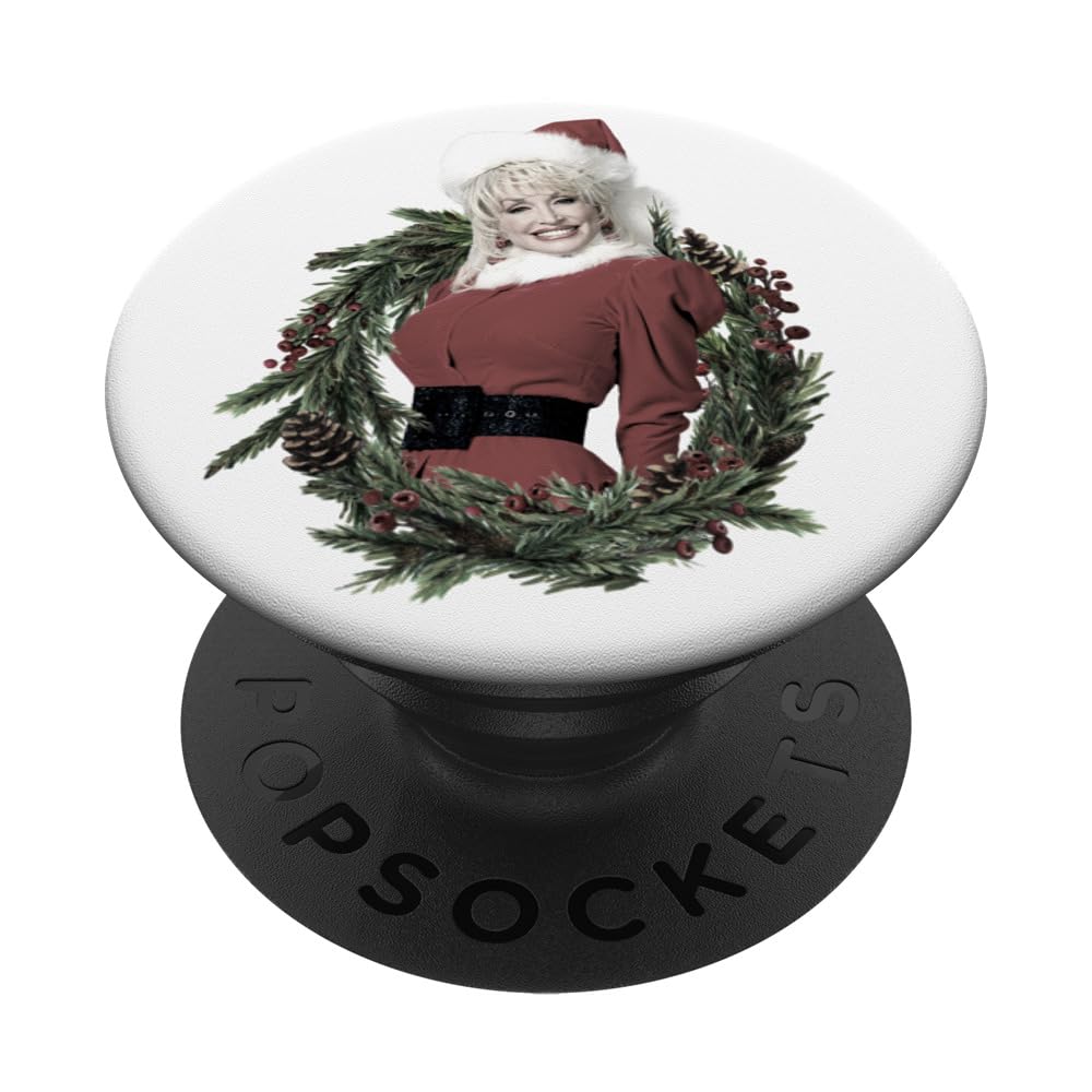 Dolly Parton Christmas Wreath PopSockets Adhesive PopGrip, Black