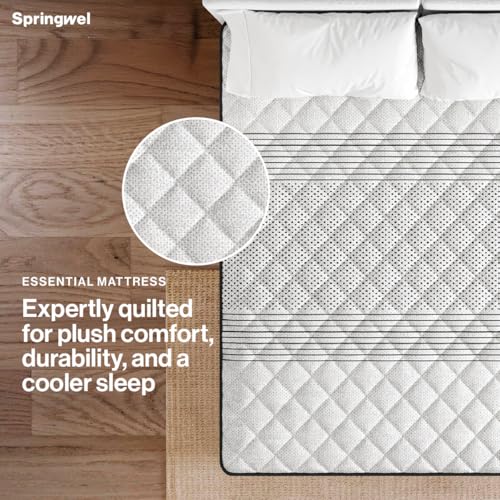 Image of Springwel Essential Reversible 5 Inch Mattress | 15 Yrs Warranty | HR Foam | Medium Firm Quilted Mattress with Breathable & Anti Microbial Bamboo Charcoal Fabric Cover | King Size (72X72X5) Inches