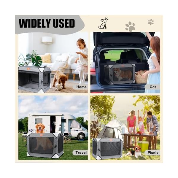 Collapsible-Large-Dog-Crate-Portable-Dog-Crates-for-Large-Dogs-Foldable-Dog-Travel-Crate-Soft-Sided-36-x-25-Inch-Soft-Large-Dog-Cage-Kennel-Indoor-Outdoor-Ventilated Soft Sided Kennel for Small Dogs