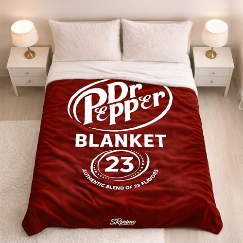 Dr Pepper Blanket (80 x 60) XL Ultra Soft Fleece Blanket for Room Decor Aesthetic - Red Throw Blanket for Couch Bed & Travel | Home Decor Funny for Soda Fans.