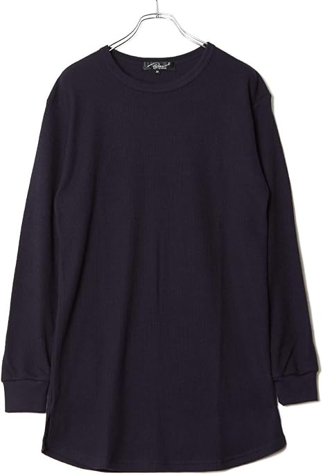 Amazon 長袖tシャツ メンズ ワッフル ロング丈 カットソー クルーネック 無地 白 黒 青 緑 ロングtシャツ ロンt キレカジ ストリートファッション Improves Tシャツ カットソー 通販