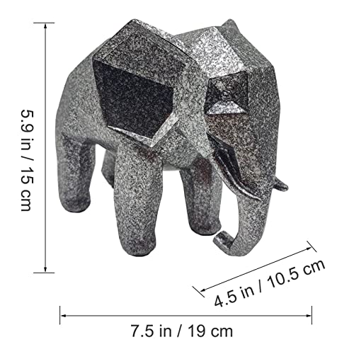 Howfield Resin Geometric Abstract Elephant Sculpture - Modern Geometric Elephant Resin Home Decor Statues Accessories Crafts Sculpture Ornaments (Silver) #TOP1