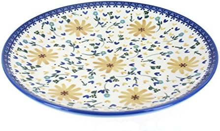 Blue Rose Polish Pottery Yellow Daisy Dinner Plate