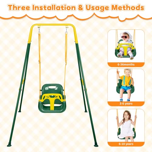 Image of 4-in-1 Toddler Swing Set & Baby Jumper and Bouncer for Toddlers | Foldable Baby Swing Stand for Outdoor /Indoor Play, Easy to Assemble and Store for Ages 6 Months to 10 Years Old