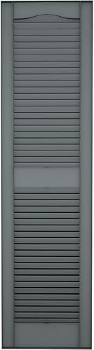 Miniatura 46 de Builders Edge 12 pulgadas de ancho x 48 pulgadas de alto, montante central superior de catedral estándar, persianas con listones abiertos, incluye