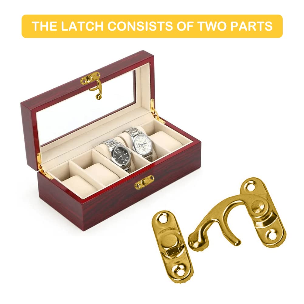 Gancio Scatto Hasp,Antico Hasp Gancio,Hasp Antico Legno,Gancio a Scatto Hasp,oro Scatola di Legno Hasp,Antico Hasp,Bronzo Hasp,Hasp Gancio,per Portagioie,Scatole Regalo,Scatola in Legno,4 Pezzi