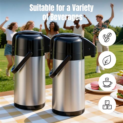 Image of Upgraded Airpot Coffee Carafe with Double Pump - 84oz /2.5L Coffee Carafe for Keeping Hot, Beverage Dispenser for Hot /Cold Beverage (2, Stainless Steel Color)