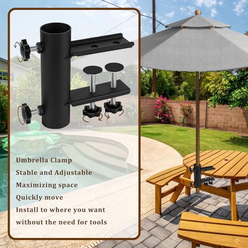 Abrazadera para sombrilla de patio con clip de metal pesado y soporte ajustable anticaídas 5