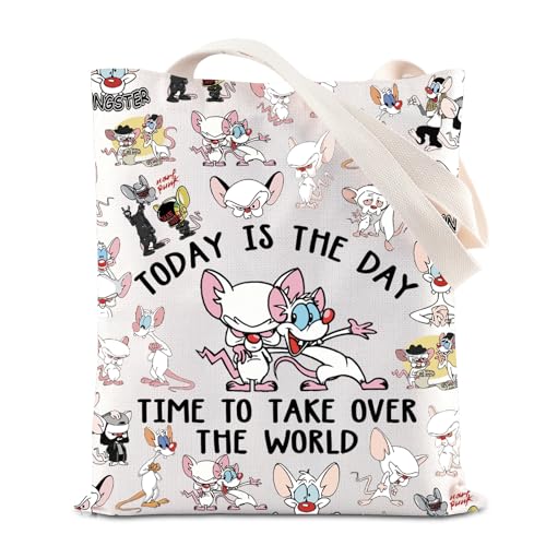 FOTAP Brain & Pinky Gift - Bolsa de mano para amantes de los personajes de dibujos animados, comedia, serie de televisión, bolsa de hombro de cerebro de rata, regalo para mejores amigos, The World T