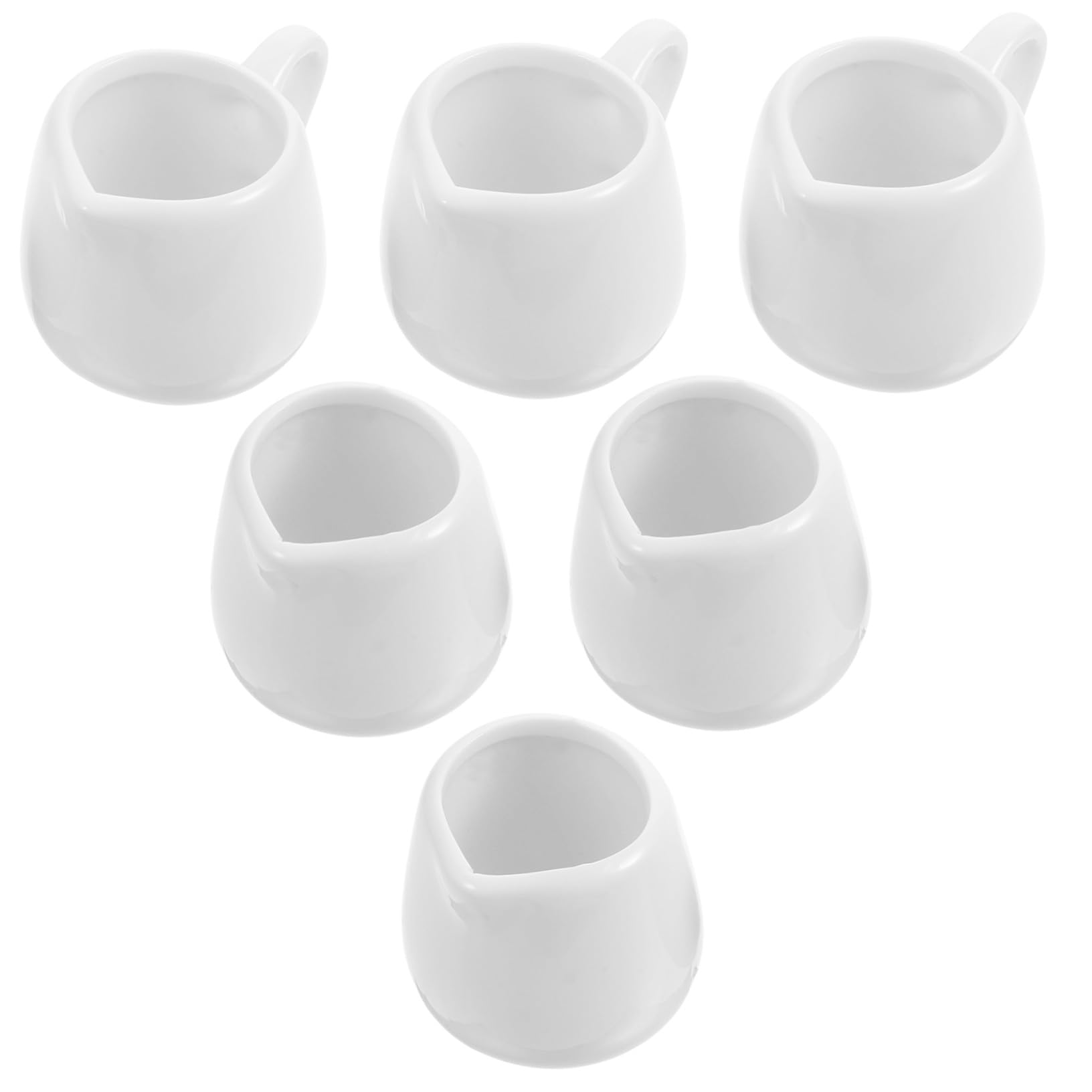 Pots à lait en céramique mini pichet blanc de 4.8 cm lot de 6 avec poignée pour sauce cuisine