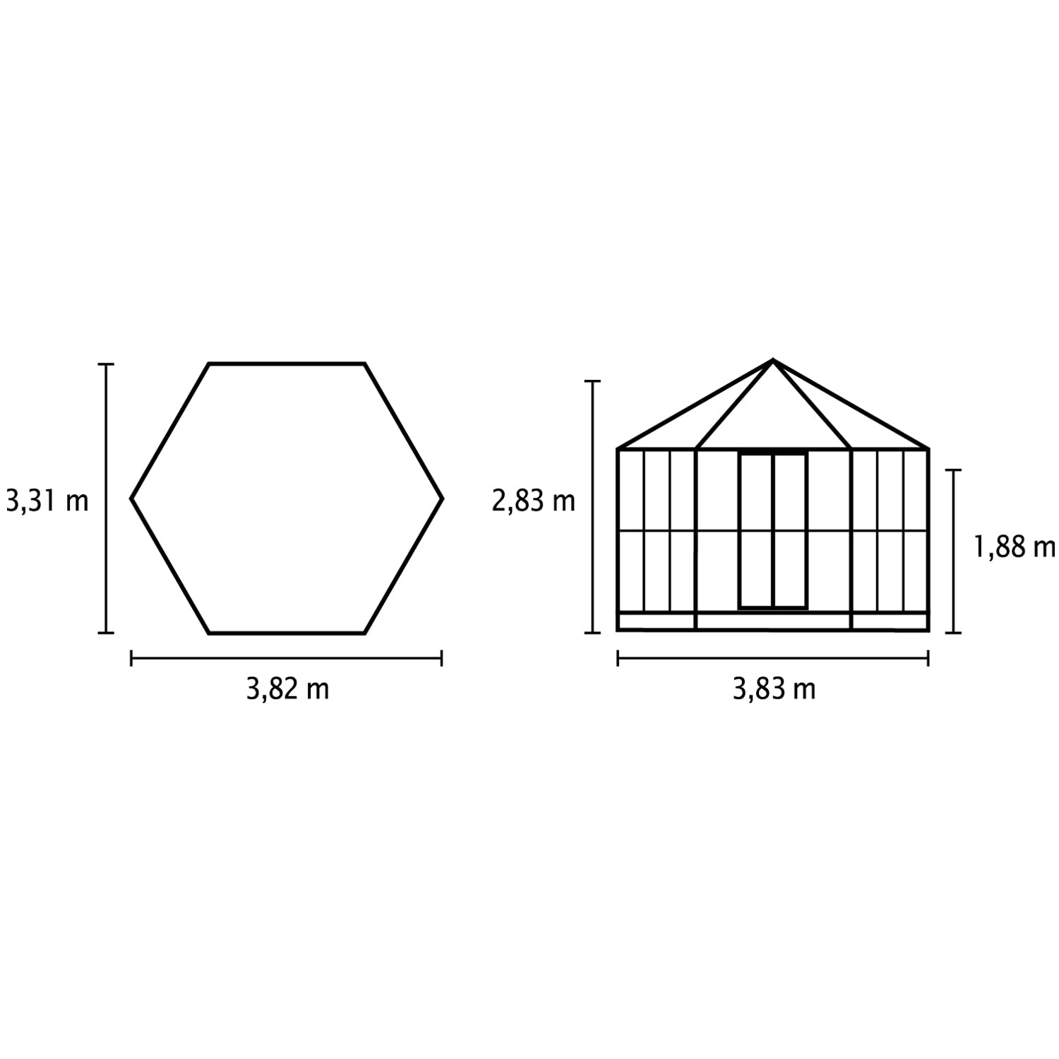 Vitavia Gewächshaus-Pavillon Hera 9000" inkl. Stahlfundament, schwarz, 9,0 m², 3 mm ESG, 6 mm HKP | Wetterfestes & stabiles Treibhaus | Perfekt für Gemüse & Pflanzen | Robust & langlebig