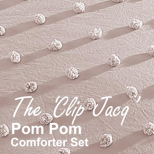 Image of Swift Home Twin /Twin XL Blush Comforter Set - Decorative Tufted Pom Poms Bedding Set - 2 Pieces Bed Linen, 1 Comforter and 1 Pillow Sham