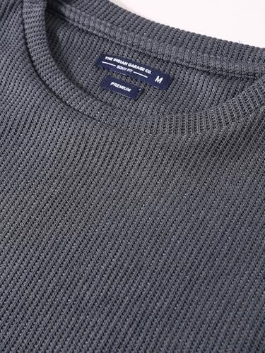 Image of The Indian Garage Co Men Boxy Textured Full Sleeves Crew Neck T-Shirt