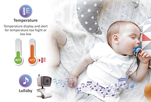 Moonybaby Trust 50 Video Baby Monitor with 5 Inches Large Screen, Long Battery Life, Long Range, Non-WiFi, Auto Night Vision, Talk Back, Auto Scan, Lullabies, Power Saving/Voice Activation and Zoom in - Thumbnail 5