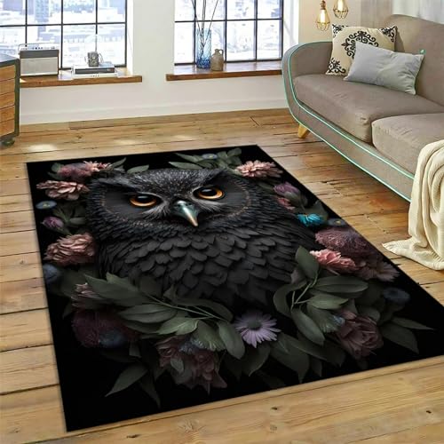 Tapis De Salon, Tapis De Chambre, Tapis pour Enfants, Tapis De Salle De Bain, Tapis Maternelle Chouette, Animal, Doux Au Toucher, Dessous Antidérapant,...