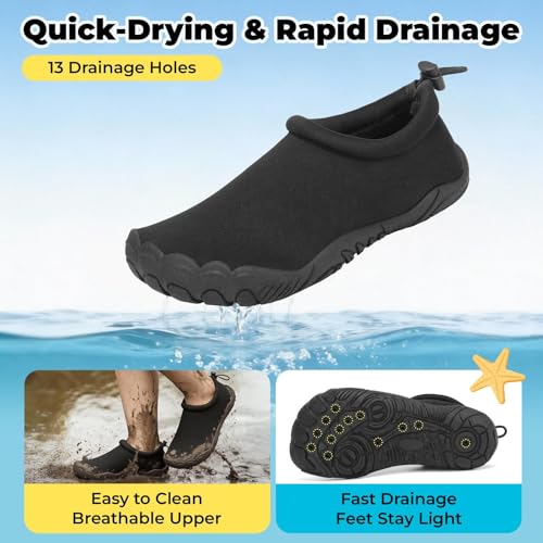 Image of Mishansha Kids Water Shoes Quick-Dry Wide Toe Box Non-Slip Barefoot Shoes Beach Pool Swim Shoes