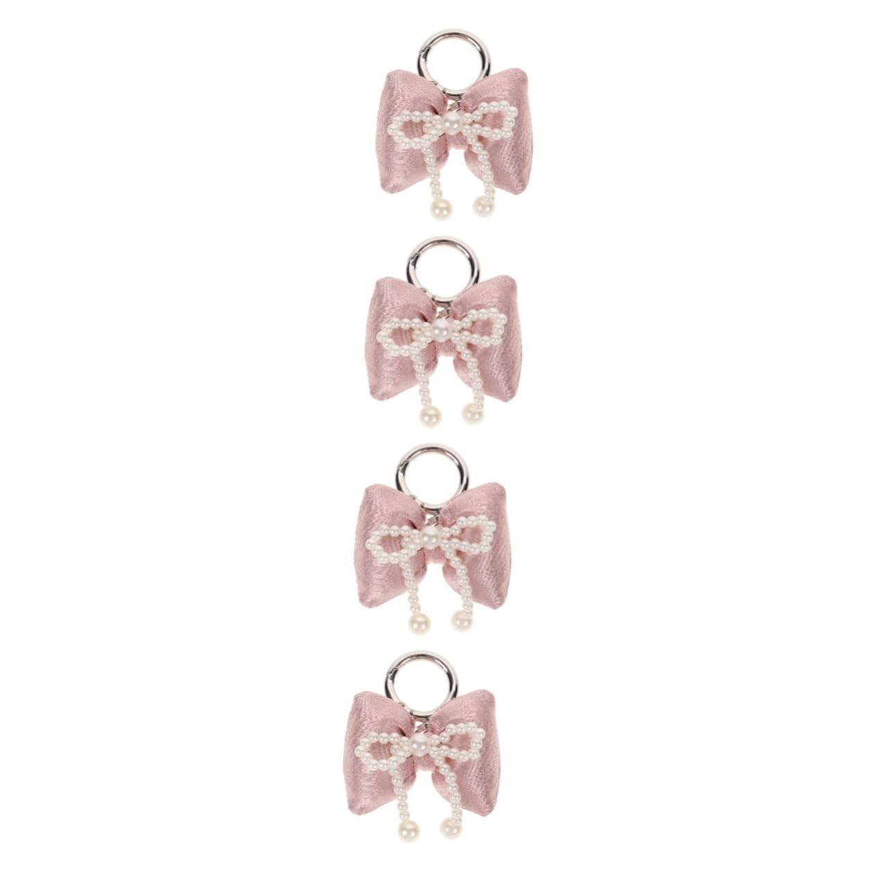 TENDYCOCO 4pcs Bow Decoration Cheer Bow Keychain Car Keychain Backpack Pendant Cheerleading Keychain Heart Pearl Keychain -knot Key Chain Women's Purse Wallet Key Holder Pink Stuffing Cotton