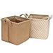 Sea Team Koszyki do przechowywania Organizer Box Bins z juty i bawełnianej, składany, z uchwytem, dekoracyjny na artykuły gospodarstwa domowego, przybory do pisania, drobiazgi, zabawki, Jewerly kolor beżowy, 26 x 26 x 26 cm, 2 sztuki