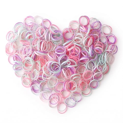 500PCS Violet-coloured Plastic Elastic Bands. Girls Mini Elastic Hair Ties. Braids and Ponytails Stay in Place. Gentle on Hair. Strong and Durable.