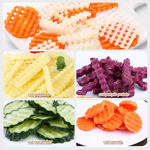 Image of Stainless Steel Wavy Blade Crinkle Cutter Knife - Vegetable & Potato Chip Slicer with Durable Nylon Handle - French Fry Cutter, Fruit, Salad, and Garnish Making Tool for Kitchen (Wood Brown)