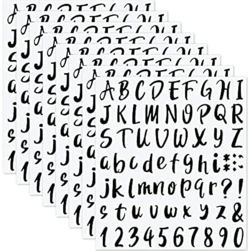 Outus 576 Pieces 8 Sheets Letters Stickers Self Adhesive Vinyl Letter Alphabet Number Stickers Mailbox Numbers Sticker Decals for Classroom Decor Sign Door(Black 1 Inch)