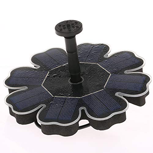 Decdeal Bomba de fonte solar para banho de pássaros, bomba submersível de irrigação independente sem