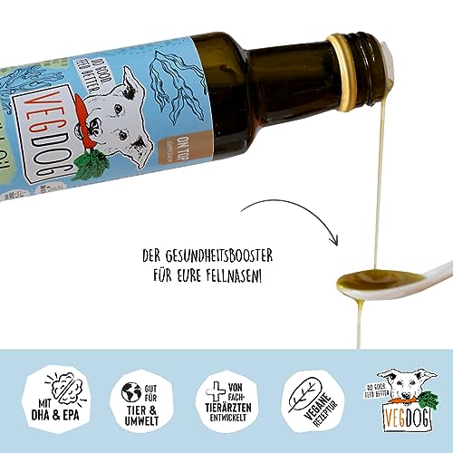 VEGDOG Vish Oil, hypoallergen, Nahrungsergänzung, vegan, Omega-3, 250ml