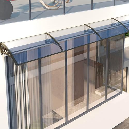 Vordach für den Außenbereich | Sonnendach | Vordach zum Reparieren | Vordach aus ABS mit Abdeckung aus Polycarbonat 150 x 100 cm, Schwarz