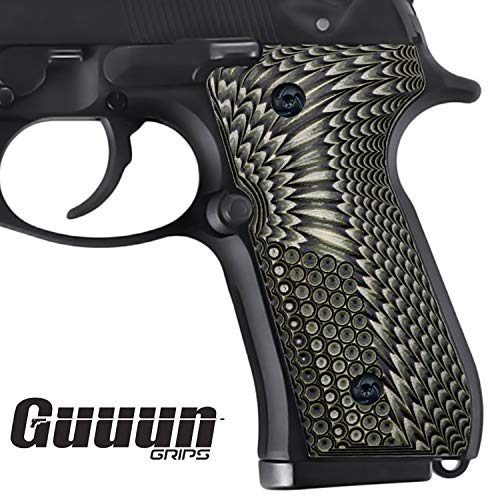 Guuun Beretta 92/96 Full Size G10 Grips,Beretta 92 fs, m9, 92a1, 96a1, 92 INOX Grips, Perfect in fit and Slim Down The Beretta Grips, Eagle Wings Texture, Brand by